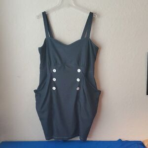 Torrid Vintage Retro Sailor Denim Dress Size 22 Double Breasted Sweetheart